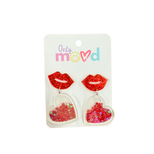 Valentine's Day Lip & Heart Acrylic Earrings