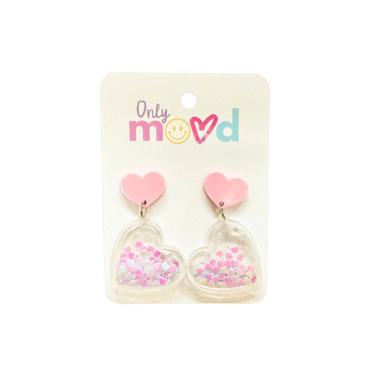 Pink Valentine's Day Heart Acrylic Earrings