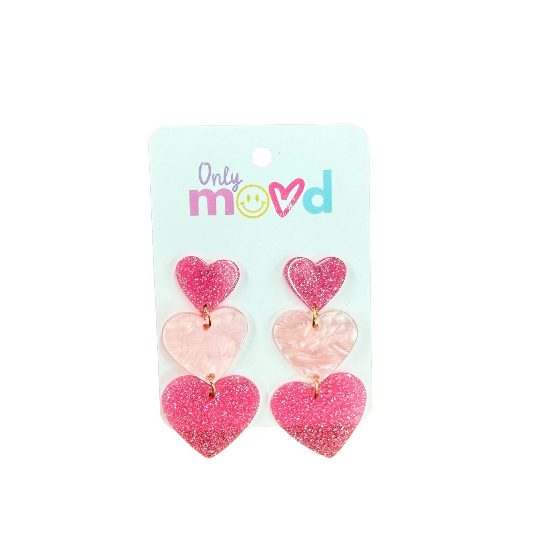 Pink Heart Dangle Acrylic Earrings