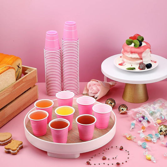 50 Matte Pink Plastic Shot Cups