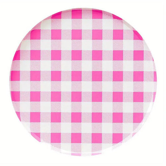 Pink Gingham - Eco-Friendly Disposable  Plates